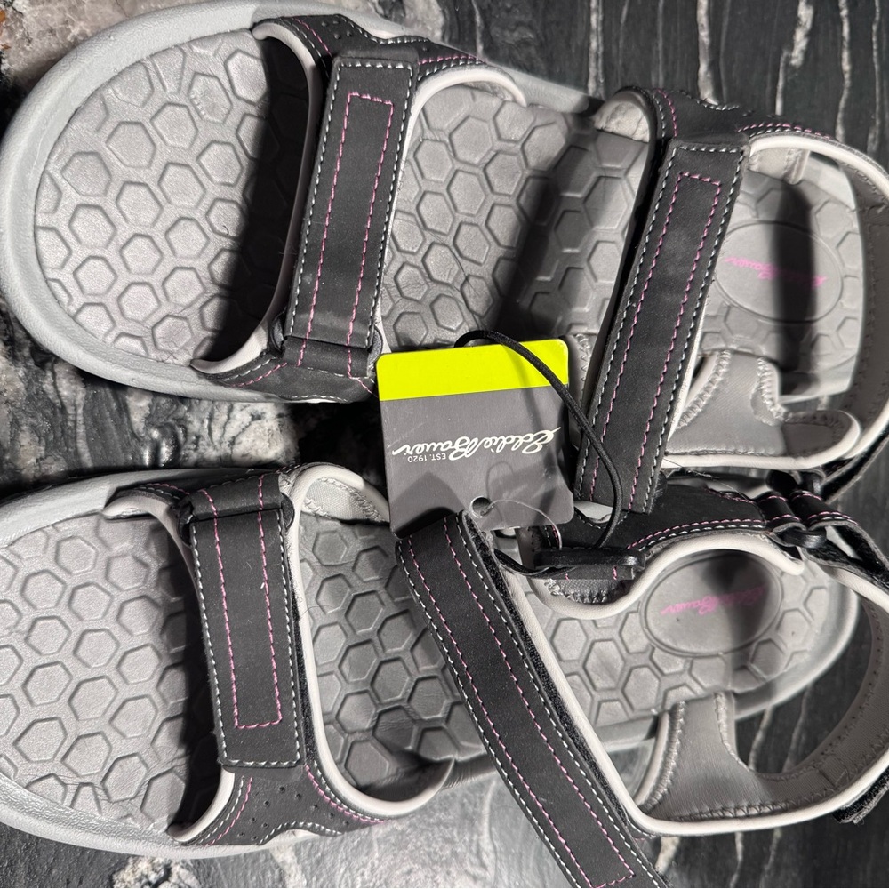 Eddie Bauer Charcoal Sandals with Pink Stitching